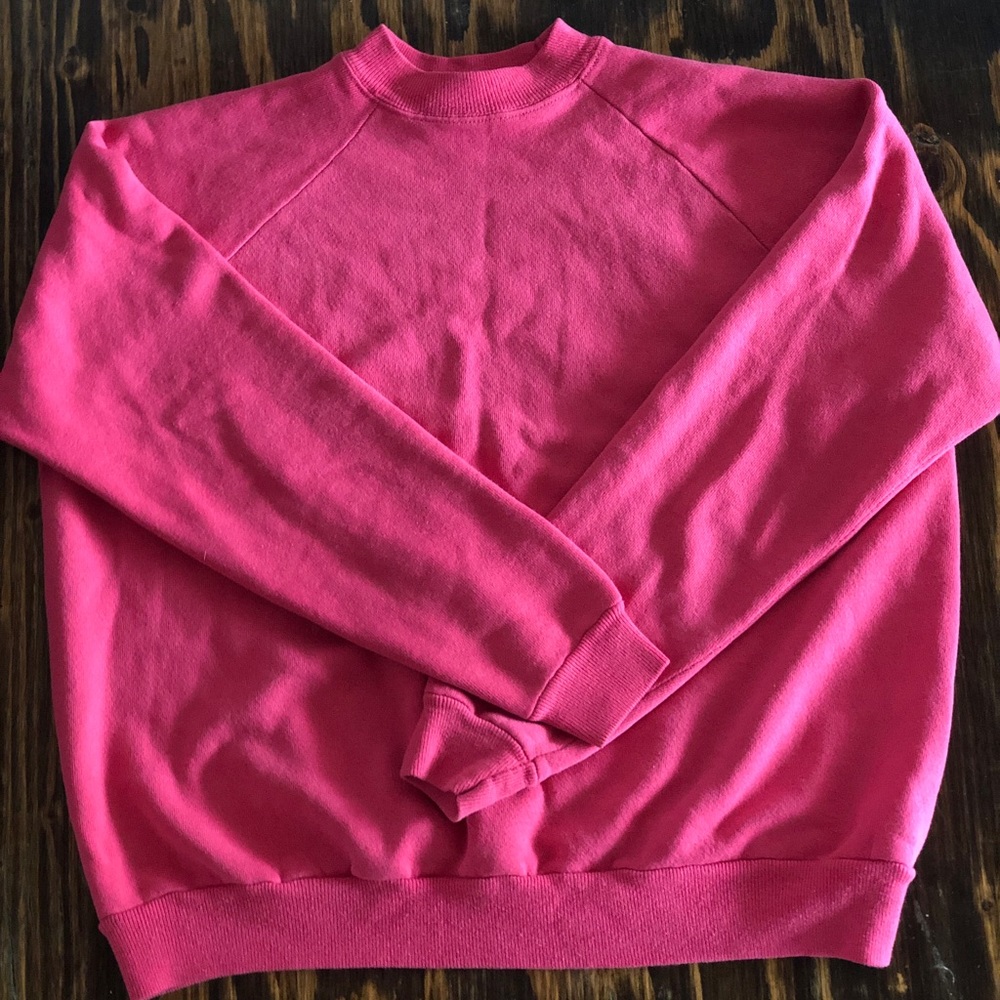 Vtg 70s hot pink sweater small